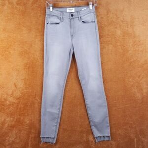 FRAME Womens Jeans Size 27 Gray Wash LE HIGH SKINNY Stretch Denim Raw Hem